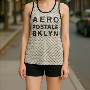 Aeropostale BKLNY Women’s Large Tank Top Racer Back Black Sequin Logo